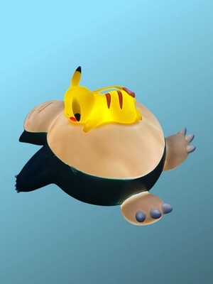 Pokémon Sleeping Snorlax & Pikachu 3D Night Light Lamp Teknofun Battery