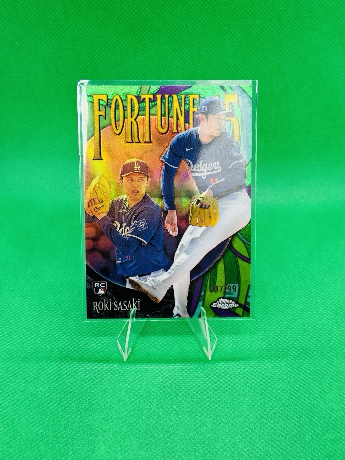 2025 Topps Chrome Roki Sasaki F15-13 Fortune 15 Green 07/99
