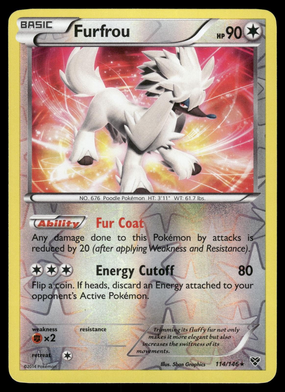 Furfrou 114/146 Rare XY Base Set Pokemon Reverse Holo Moderately Played