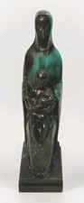 Vtg Faux Jade/Resin Italian Handmade Sculpture Mary/Baby Jesus Artist G. Ruggeri