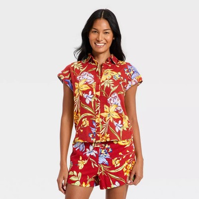 Women Button-Up Linen Shirt - A New Day