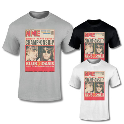 Blur v Oasis T Shirt Retro Britpop Battle 1995 NME Front Cover Damon Liam S-5XL