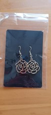 Rose Petal Dangling Gold Tone Earrings