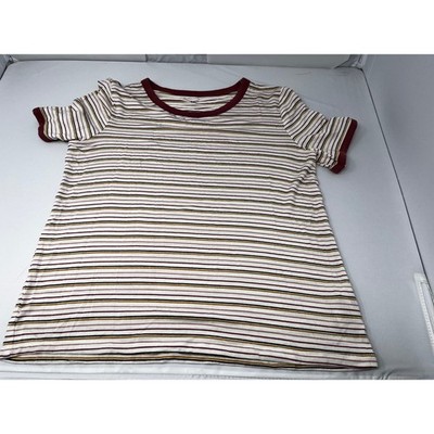 So Women's Blouse Striped Short Sleeve Rayon Blend Size Medium Pre-Owned