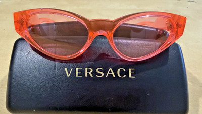 Versace MOD 4373 Medusa Cat Eye Sunglasses Orange Fluo Pink Lenses 54-18-135