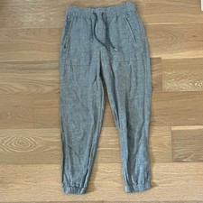 Athleta Retreat Linen Jogger Pants Drawstring Chambray Blue sz 2