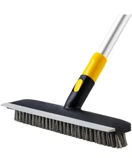  Floor Scrub Brush 55.9" Telescopic Handle 2 in 1 Scrape Brush Stiff Brist