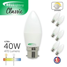 BELL B22 Bayonet Dimmable Candle LED Bulbs Warm / Cool White | 470lm 4.7W 40W