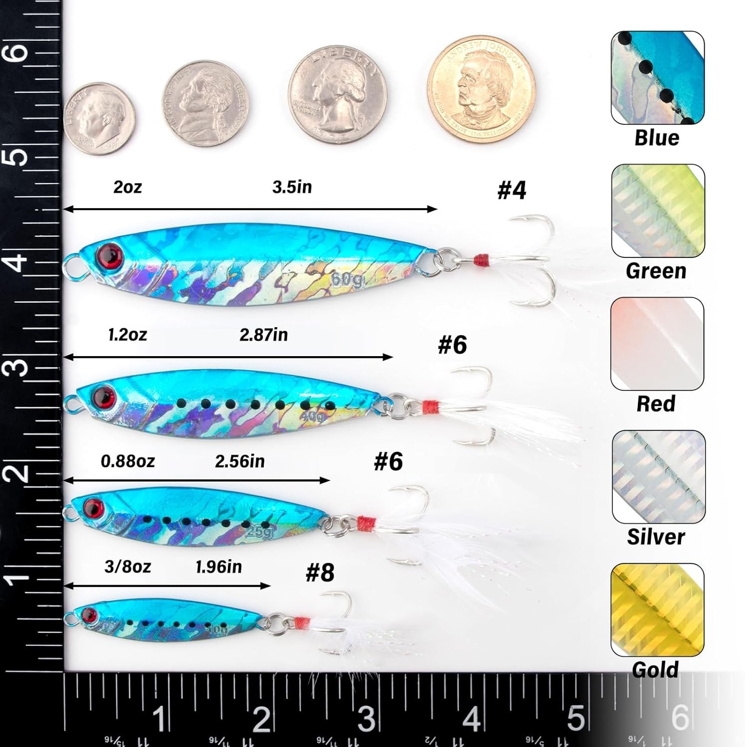 5 Count Jigging Spoons in 5 Colors - Perfect for Bass & Mackerel Fishing - Image 4