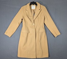 Allegra K Single Breasted Notched Lapel Long Sleeve Peacoats Camel Brown Size S