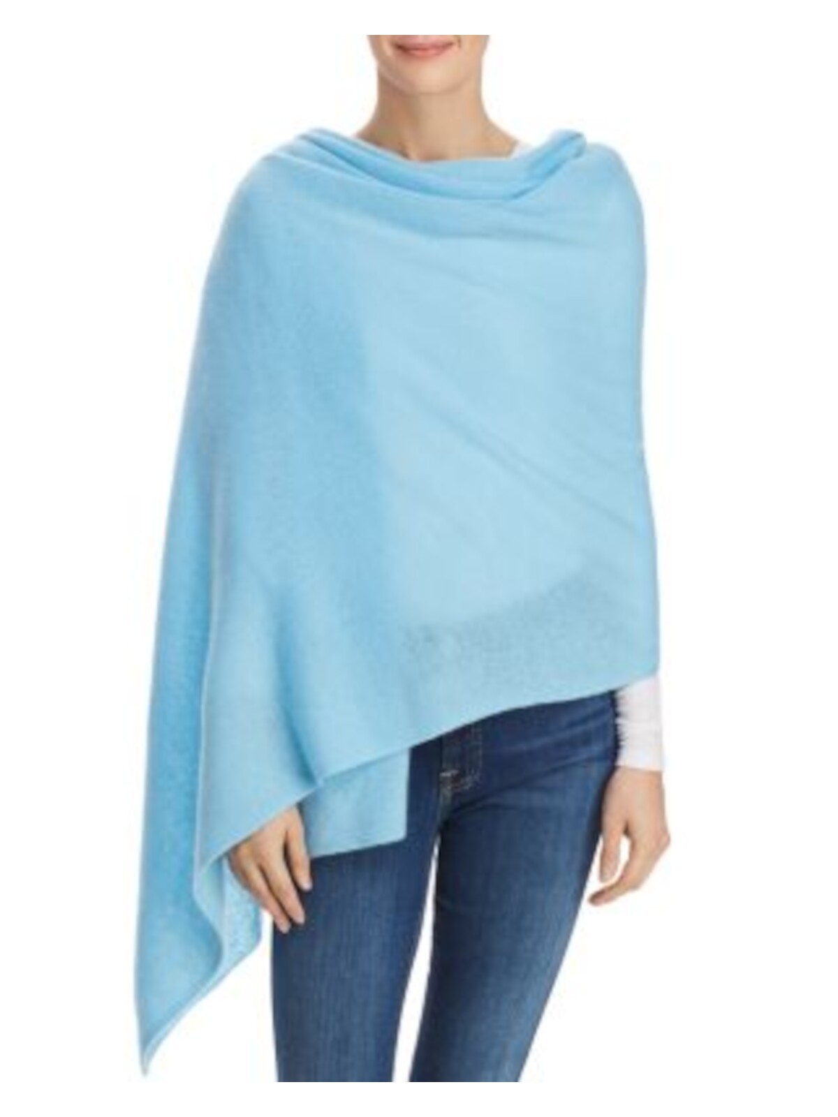 Дизайнерская брендовая женская накидка из легкого кашемирового трикотажа бирюзового цвета для путешествий