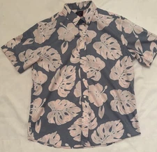 Untuckit Mens Medium Blue Pink Floral Button Shirt