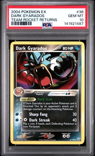 2004 POKEMON EX TEAM ROCKET RETURNS #36 DARK GYARADOS PSA 10