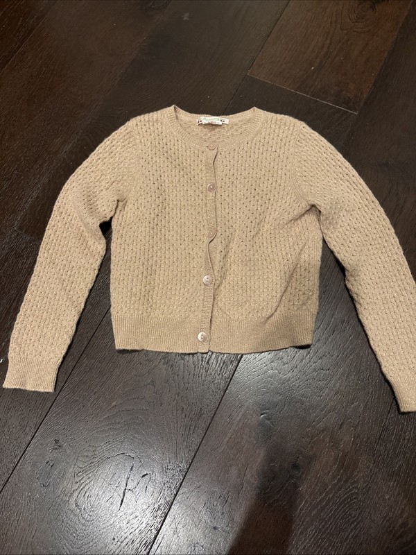 Bonpoint Girls Cashmere Ginger Cardigan Sweater Size 6 Button Front Gold