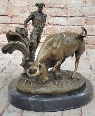 Original Fisher Sculpture Matador With Bull Hand Made Collector Edition Deco Art