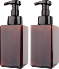 2 Pack Foaming Soap Dispenser, 15 Oz Refillable Plastic Pump, Amber Brown