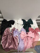 Lot of 7 Large Hair Bow Clips Oversized Fashion Hair Accessories