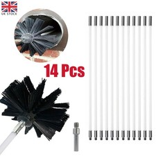 Flexible Chimney Sweep Set Flue Sweeping Brush & 12x Rod Kit Soot Cleaning Tools