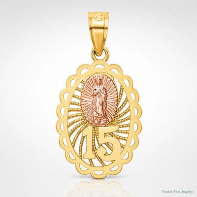 14K Two-Tone 15 Guadalupe Pendant