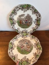 Copeland Spode BYRON : 2 x Quartered Sandwich Plates : Series No.1 &2 : 25cm dia