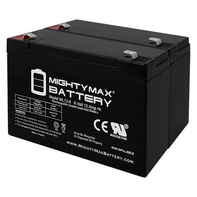 Mighty Max 2 Pack - 6V 12AH F2 Replacement Streamlight Litebox Battery