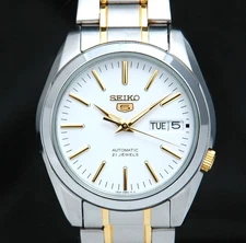 SEIKO 5 Automatic White Dial Men's WATCH Two Tone 21J SNKL47 SNKL47J1 7S26 Box