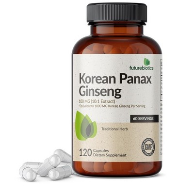 Futurebiotics Korean Panax Ginseng Energy, Memory & 120 Count (Pack of 1) 