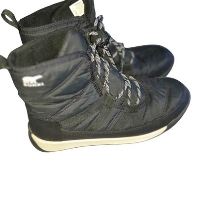 Sorel Whitney II Kids Black Puffer Winter Boots Lace Up Waterproof Youth Size 6