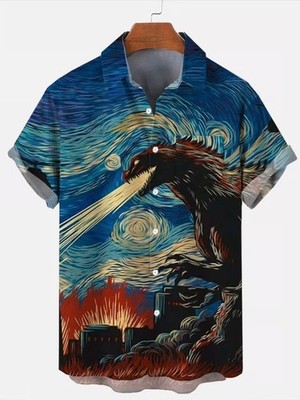 Abstract retro monster short sleeve print 267