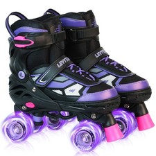 Roller Skates for Boys Girls Kids, 4 Size Adjustable Quad Skates with All Lig...