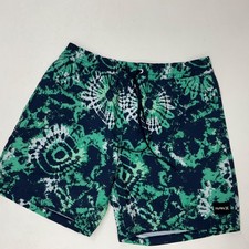 RARE SAMPLE Hurley Volley Swim Trunks BATIK Tie Dye Medallion Blue Green mesh