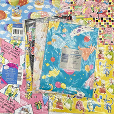 NOS Lot of 18 Assorted Vintage Child  Adult Birthday Gift Wrap Wrapping Paper