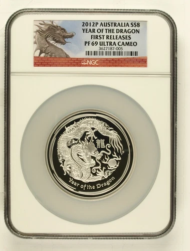 2012 Australia Year of the Dragon 5 oz Silver $8 NGC PF 69 Ultra Cameo CERT#2476