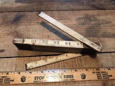Worn 6 Feet Wood Ruler Folding Made In USA White Distressed