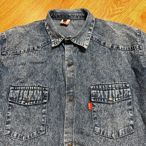 Seltenes kurzärmeliges Levis Vintage Denim Herrenhemd Größe L - Bild 2 von 9