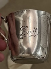 TIFFANY  CO STERLING SILVER BABY CUP   23498    SIGNED Monogram Brett