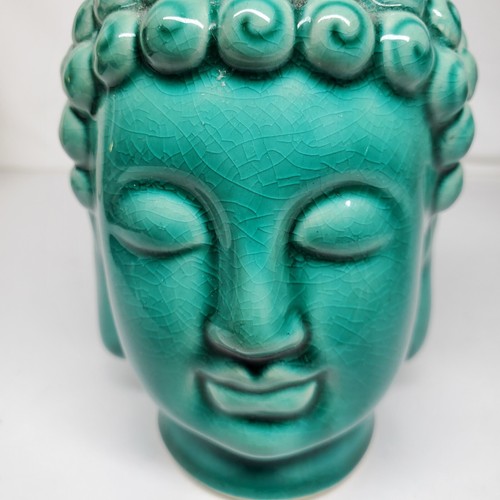 Ceramic Buddha Head Statue Figurine Potpourri Sachet Holder Green Scent - Picture 6 of 7