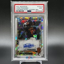 2021 Bowman Chrome Jairo Pomares Atomic Auto #d /100 #CPA-JP PSA 9 GIANTS 1st RC