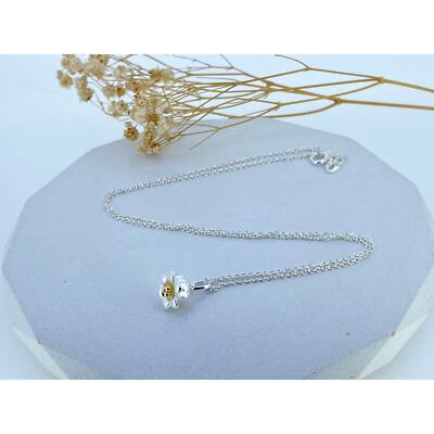 Lily of the Valley Sterling Silver Necklace Yellow Gold Centre May Birth Flower