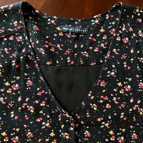 Madewell Et Sézane Elly Mini Abito Donna Seta Floreale Taglia S - Foto 13 di 13
