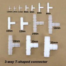 Plastic T Piece Equal Tee Pipe Joiner Connector Hose Water Tube Fitting Barbed