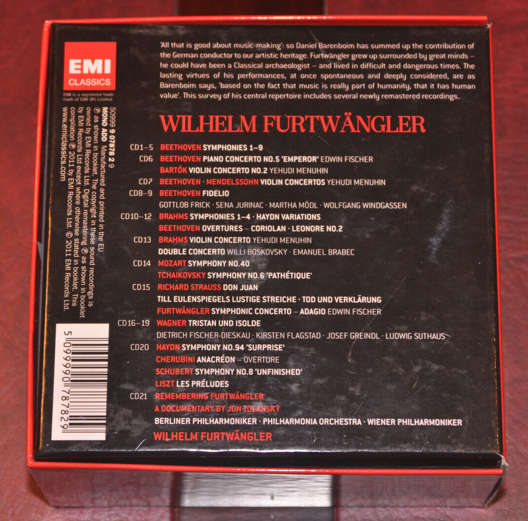 Wilhelm Furtwangler - The Great EMI Recordings, 21 CD box