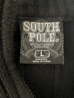 ミー South Pole Shirt Men's Quarter Zip High Neck Sweater Black L | eBay