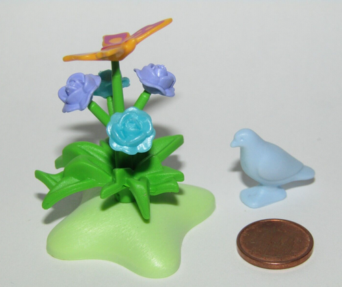 Playmobil Planta con rosas azules y moradas, vegetación de palomas y mariposas - C14 - Imagen 3 de 3