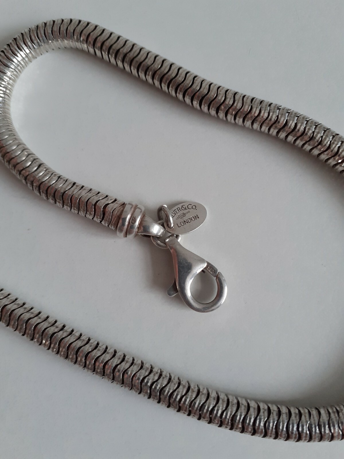 Mens Silver & Co Sterling Silver Snake Link Chain Necklace eBay