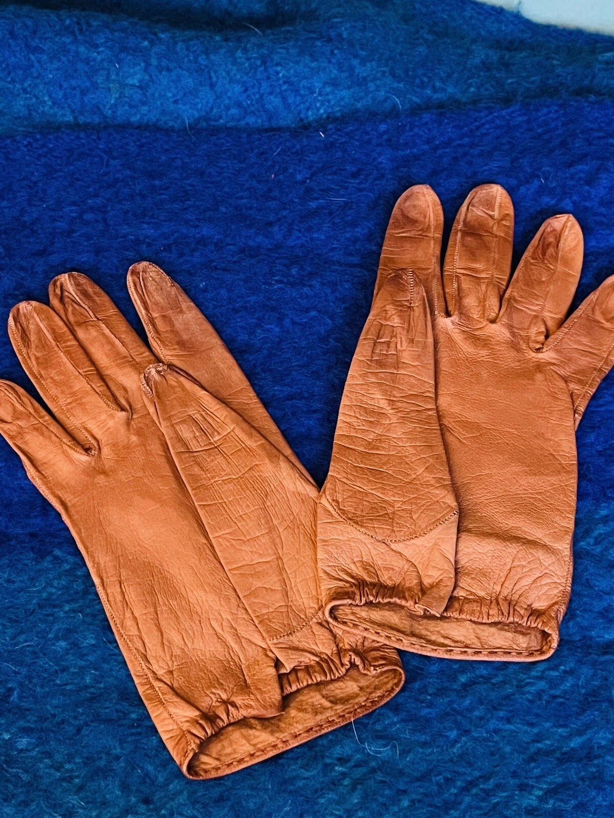 Gants anciens CHRISTIAN DIOR cuir enfant carmel marron taille 6,5 signés