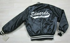 Vintage Deadstock Holloway Embroidered Bomber Jacket Black Made USA Satin L 