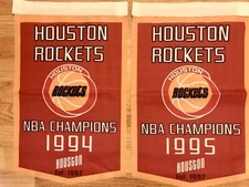 Complete Set Houston Rockets NBA Champions 2 Banners/Flags 18.5" x 11.5"