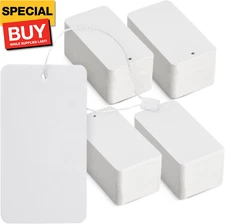 500-Pack Hang Tags with String Attached and Fasteners, Blank Writable Cardstock 