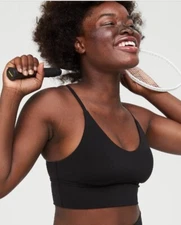 Offline TRUE BLACK Real Me Lace Up Back Sports Bra, US Small